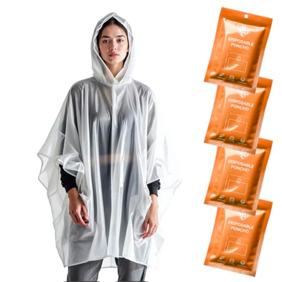 Emergency Poncho Rain - Disposable Rain Ponchos for Adults -