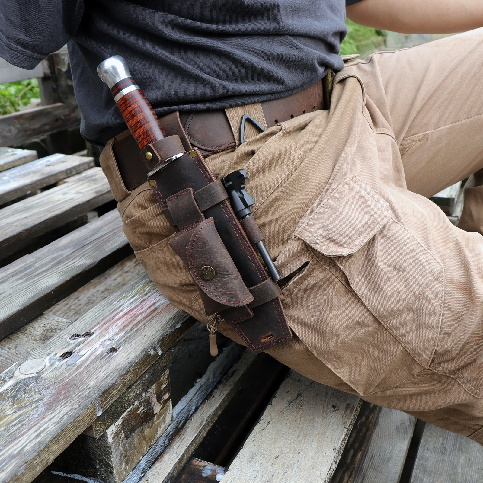 Tourbon Camping Leather thKnif - огляд і ціна Bushcraft Knife Fixed