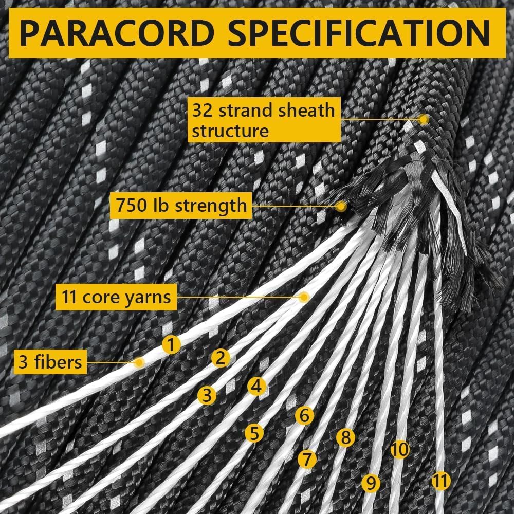750lb Reflective Paracord Rope - огляд і ціна Para Cord 1000Ft