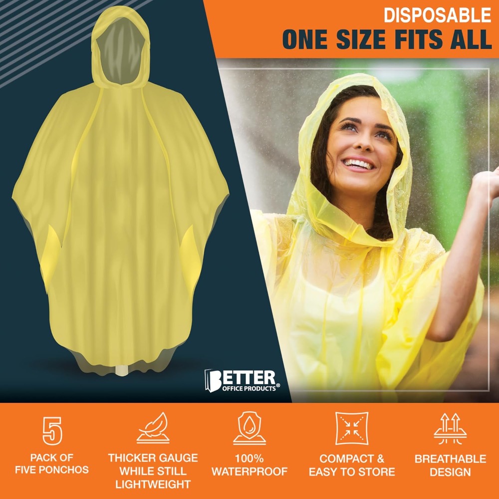 Disposable Yellow Rain Ponchos - огляд і ціна Emergency Poncho Rain