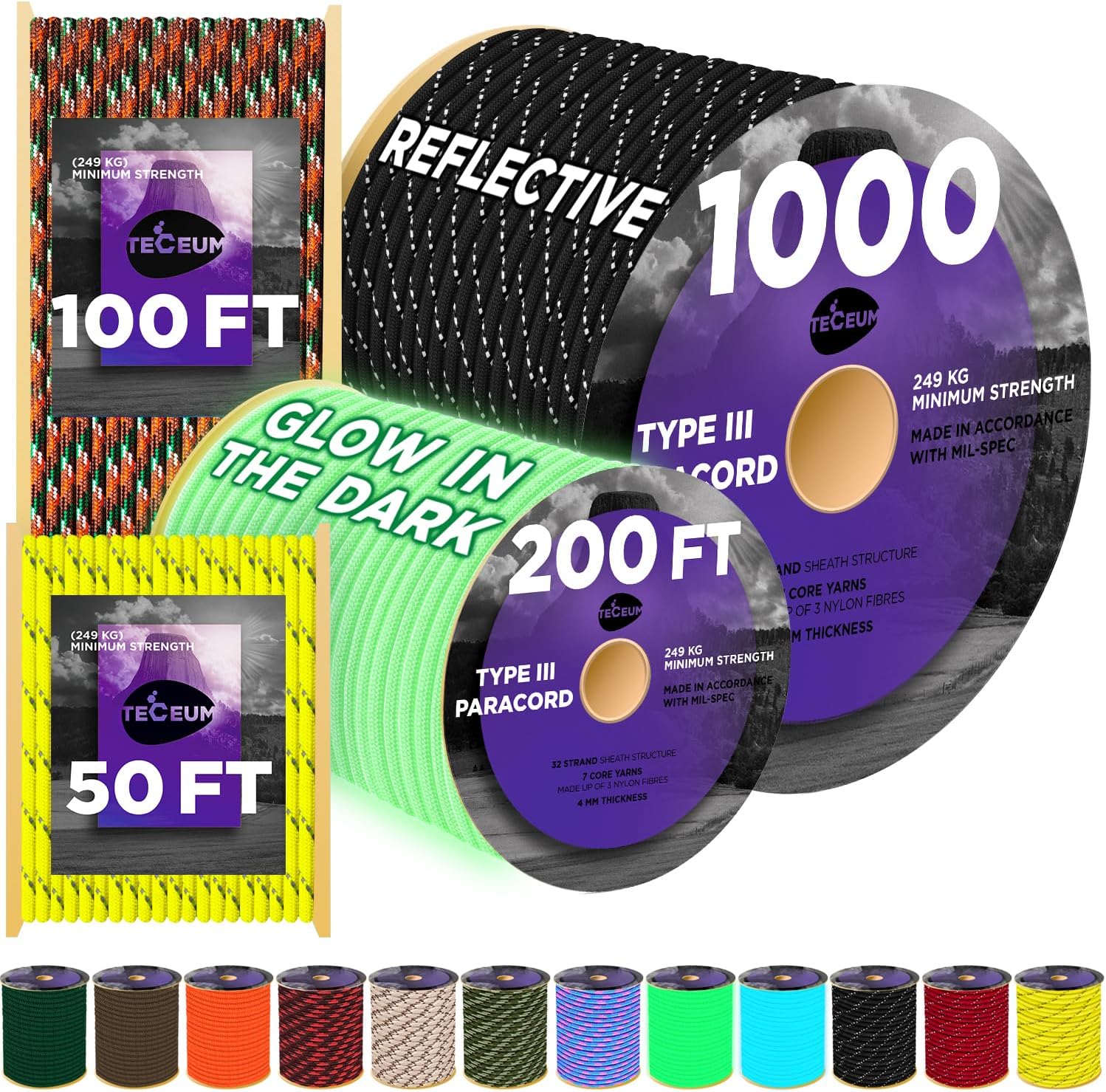 Reflective Paracord Rope 1000f - огляд і ціна Para Cord 1000Ft