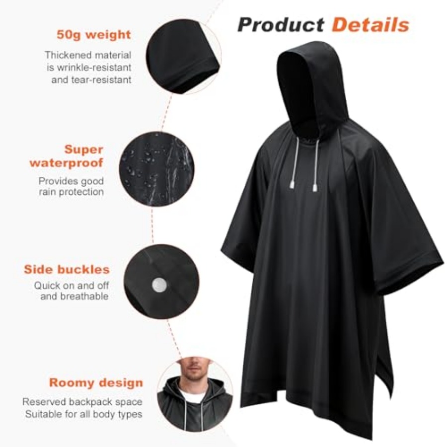 8 Pack Hooded Rain Ponchos for - огляд і ціна Emergency Poncho Rain