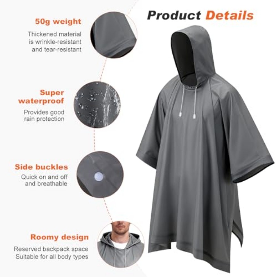 8 Pack Hooded Rain Ponchos for - огляд і ціна Emergency Poncho Rain