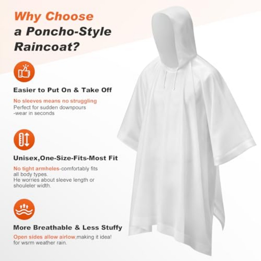 8 Pack Hooded Rain Ponchos for - огляд і ціна Emergency Poncho Rain